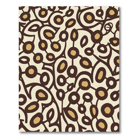 Dark Brown Beige Organic Amorphous Shapes Rug