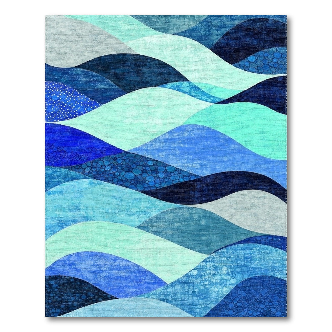 Indigo Teal Layered Waves Rug