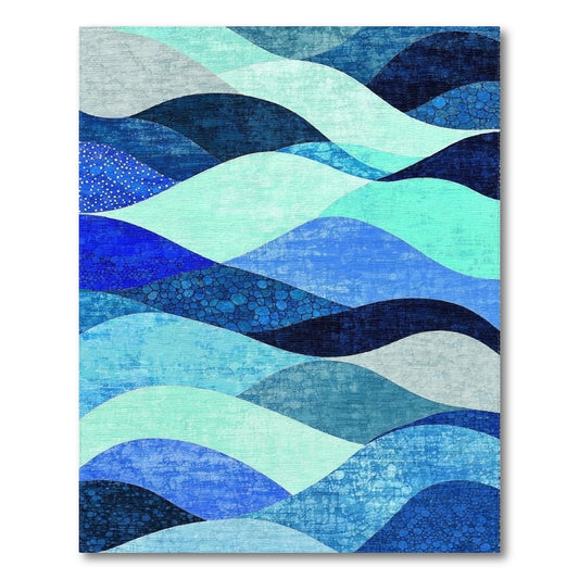 Indigo Teal Layered Waves Rug