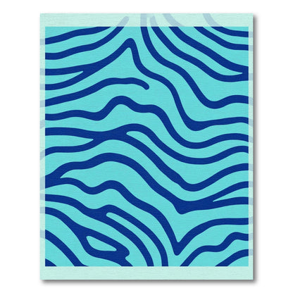 Aqua Deep Blue Wave Strokes Rug
