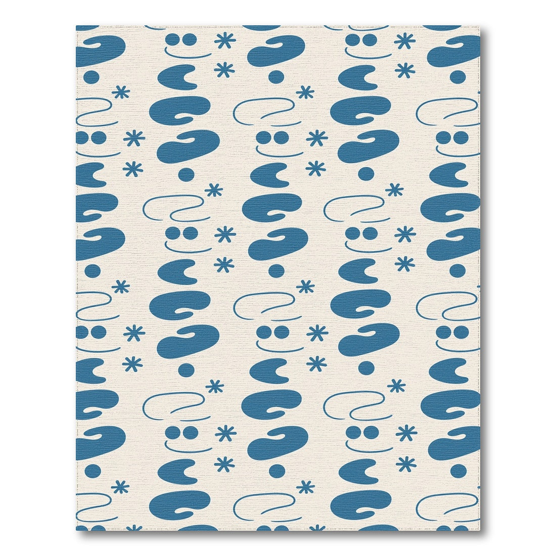 Blue Cartoon Smiley Kids Area Rug
