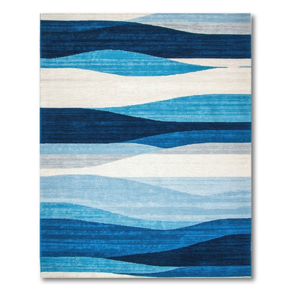 Navy Blue Layered Waves Rug