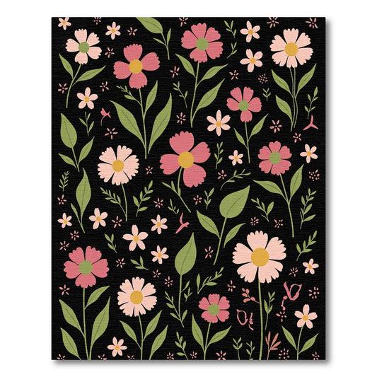 Pink and Green Wildflower Garden Rug