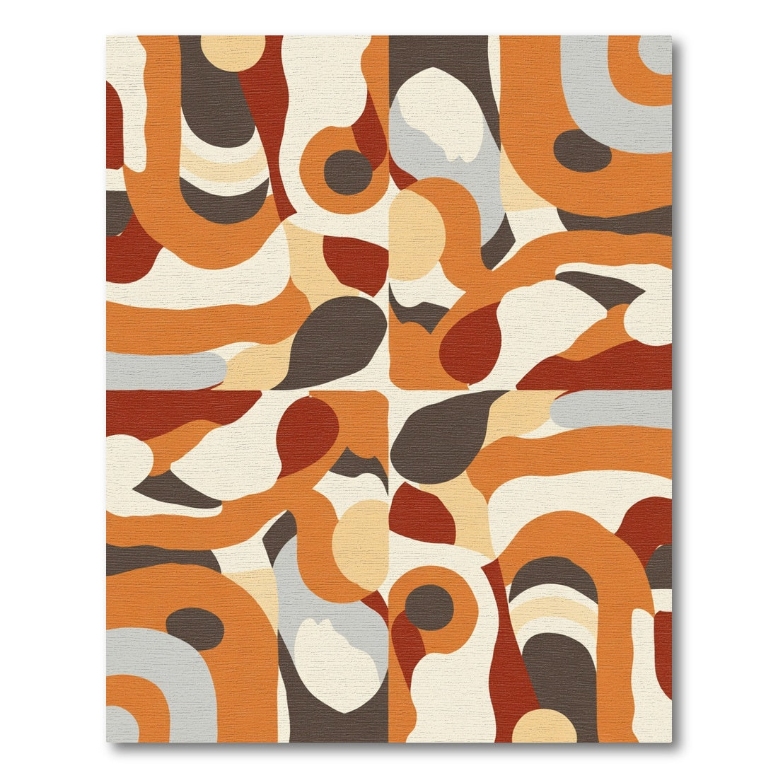 Rust Terracotta Cream Abstract Swirls Rug