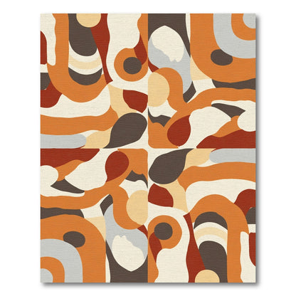 Rust Terracotta Cream Abstract Swirls Rug