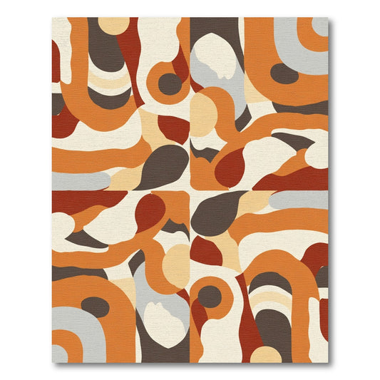 Rust Terracotta Cream Abstract Swirls Rug