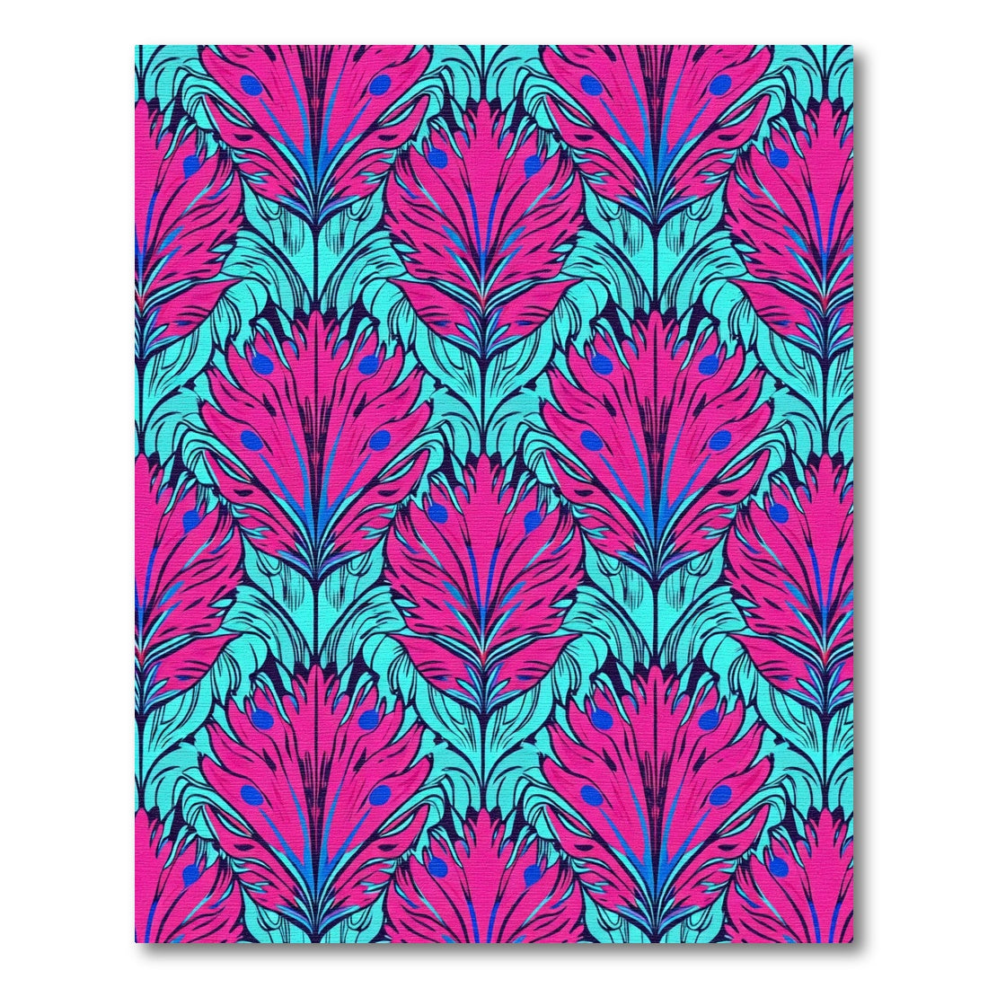 Hot Pink Teal Feathered Bloom Rug