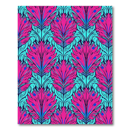 Hot Pink Teal Feathered Bloom Rug