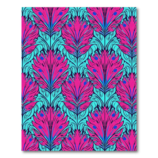 Hot Pink Teal Feathered Bloom Rug