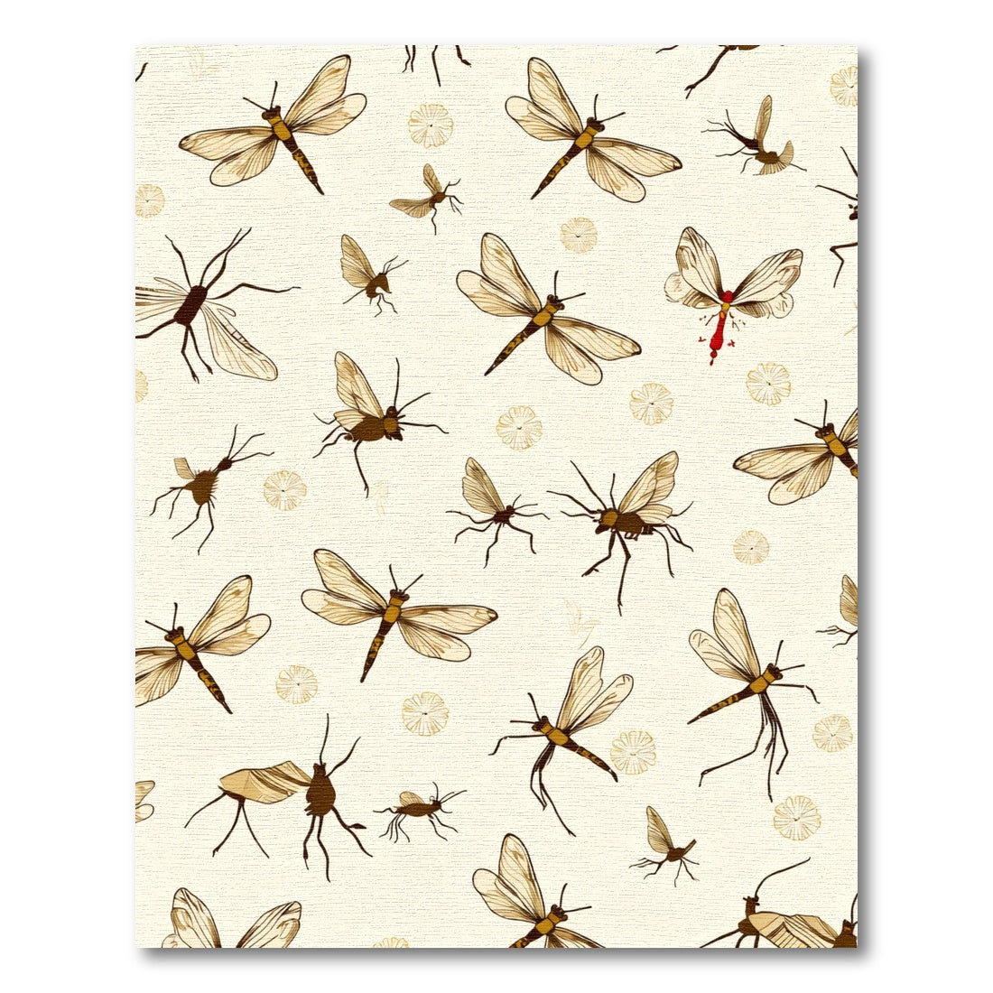 Golden Dragonfly Insects Natural Theme Rug