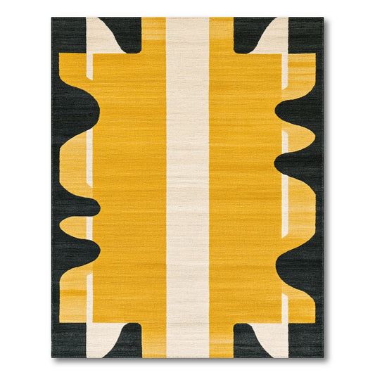 Yellow Geometric Scalloped Area Rug