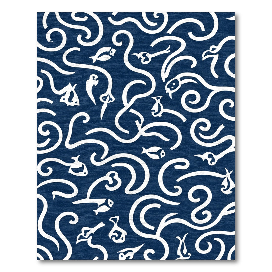 Deep Blue Whimsical Aquatic Swirls Rug
