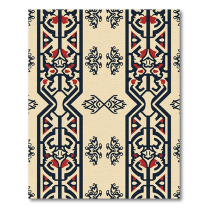 Elegant Navy Red Vertical Stripe Rug