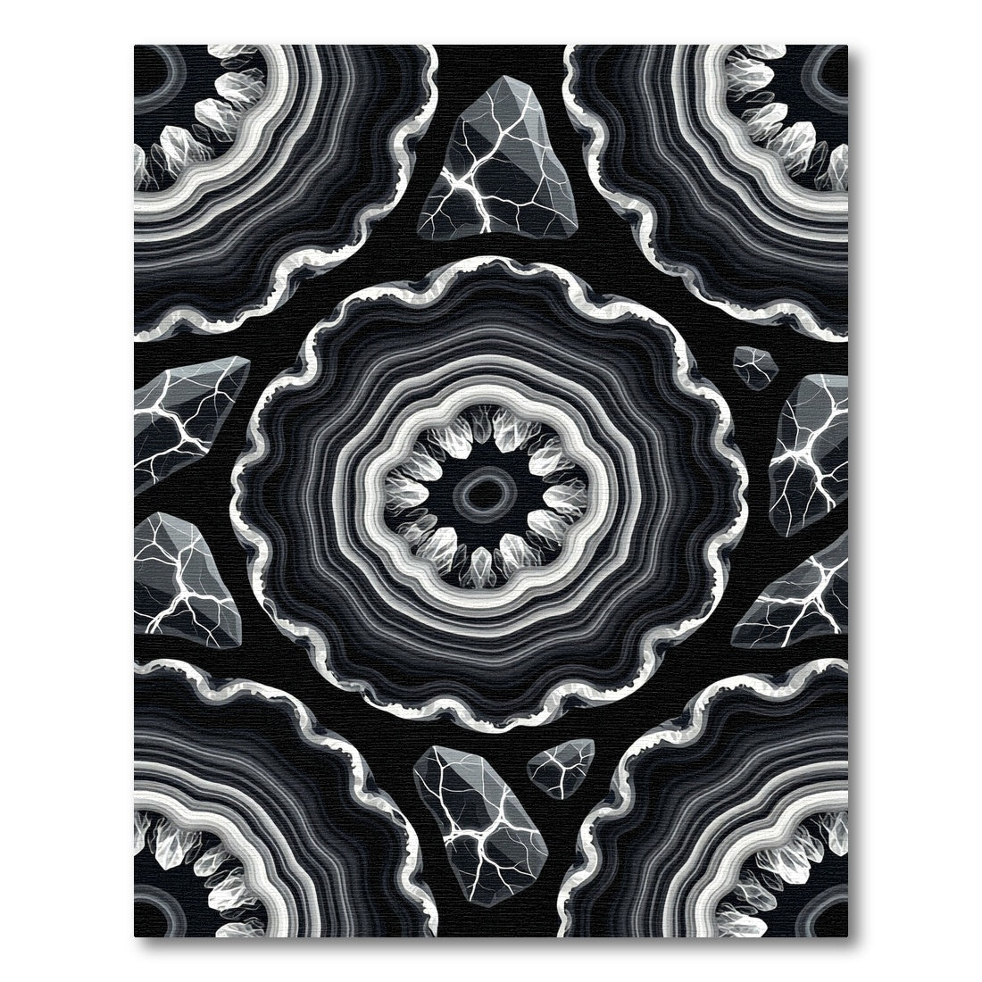 Monochrome Agate Crystal Overlay Rug