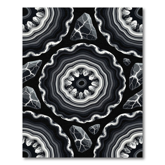 Monochrome Agate Crystal Overlay Rug