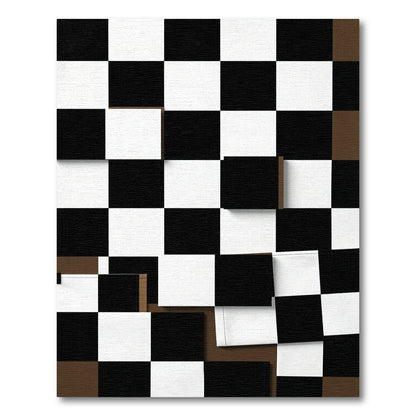 Bold Checkerboard Black White Brown Rug