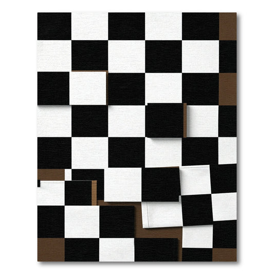 Bold Checkerboard Black White Brown Rug