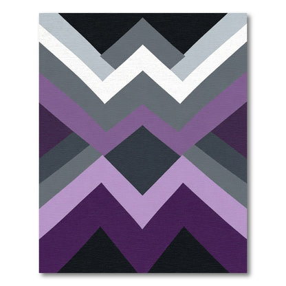 Modern Purple Geometric Peaks Rug