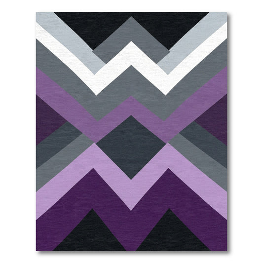 Modern Purple Geometric Peaks Rug