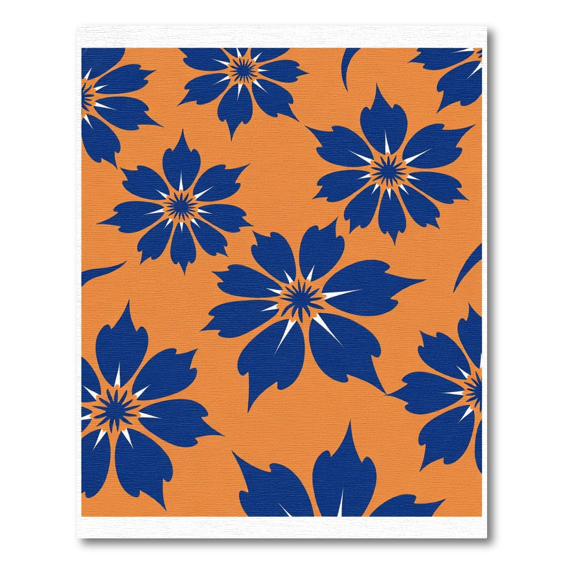 Bold Blue Floral Orange All-Over Rug