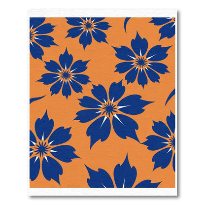 Bold Blue Floral Orange All-Over Rug