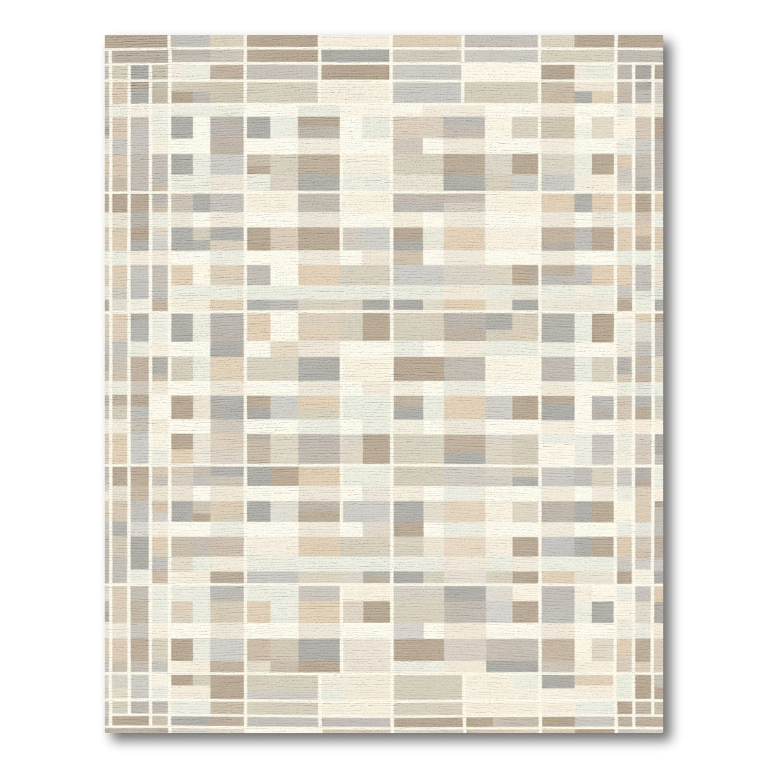 Neutral EarthTone Abstract Rectangles Rug