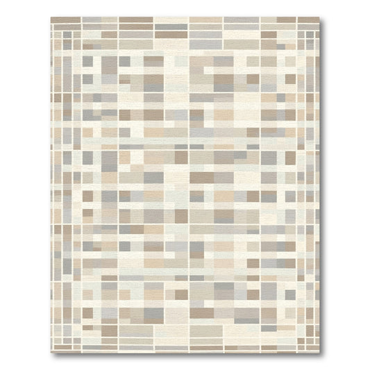 Neutral EarthTone Abstract Rectangles Rug