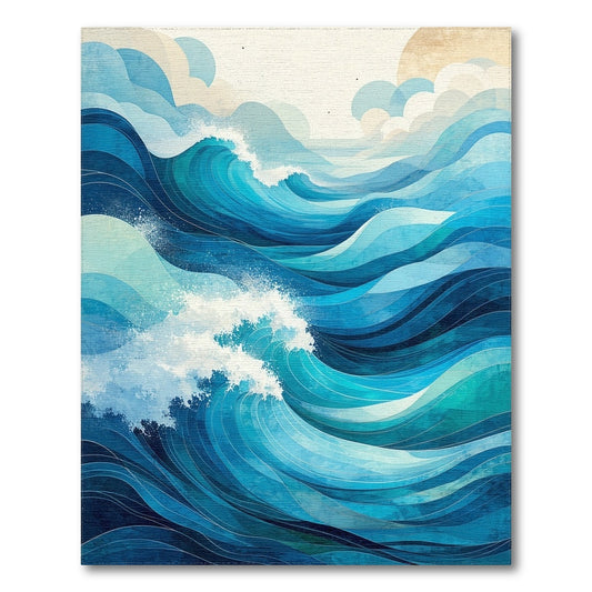Fluid Blue Wave Layers Rug