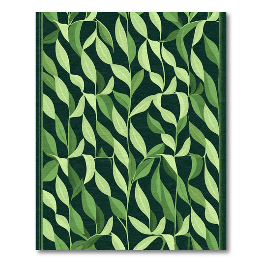 Verdant Green Leafy Vine Repetition Rug