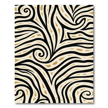Black Gold Swirl Abstract Strokes Rug