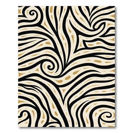 Black Gold Swirl Abstract Strokes Rug