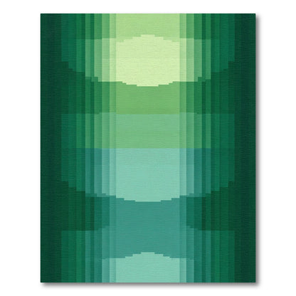Emerald Green Pixelated Curves Rug