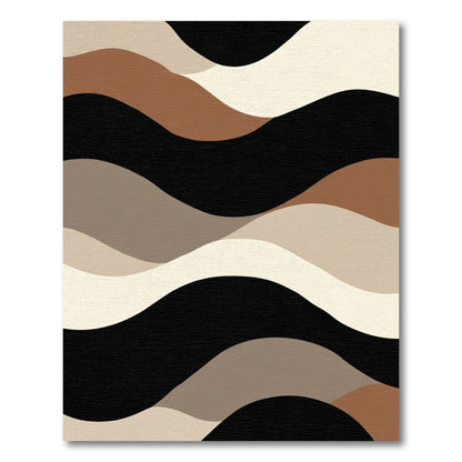 Earthy Terracotta Black Wavy Stripes Rug