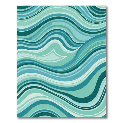 Aqua Blue Wavy Stripe Abstract Rug