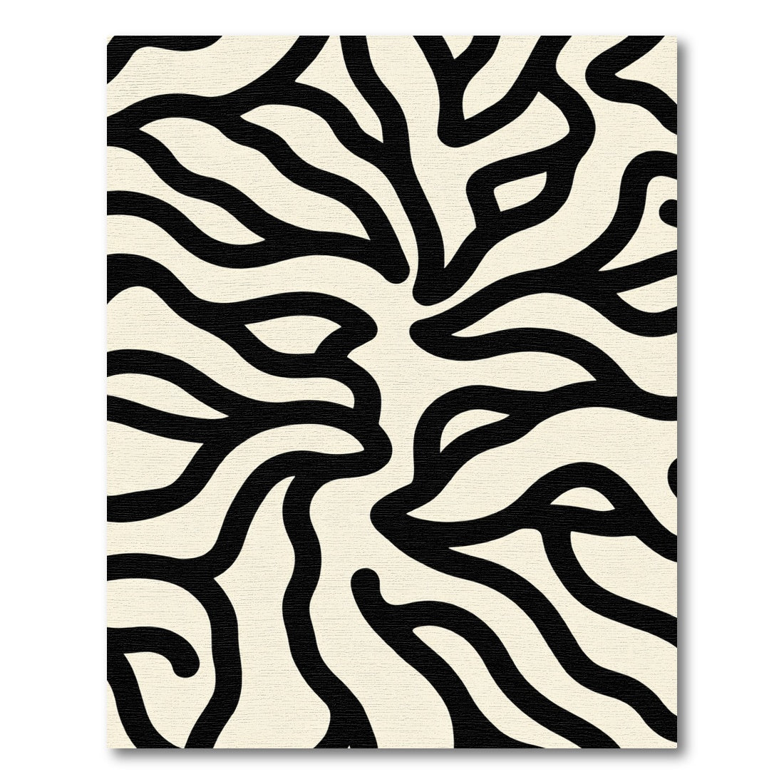 Cream Black Abstract Organic Swirl Rug