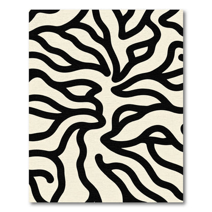 Cream Black Abstract Organic Swirl Rug