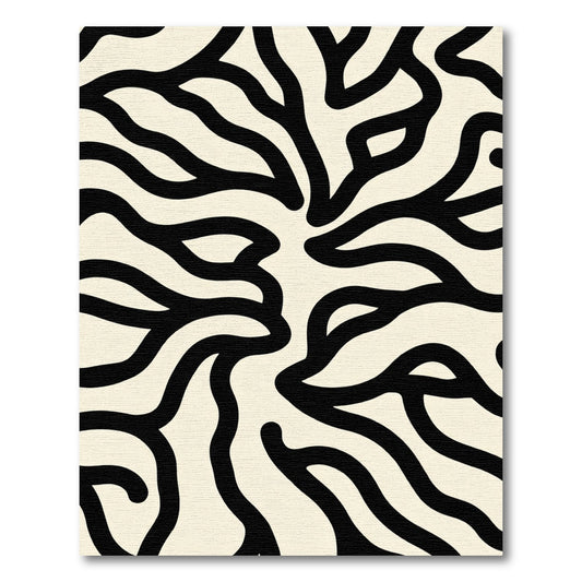 Cream Black Abstract Organic Swirl Rug