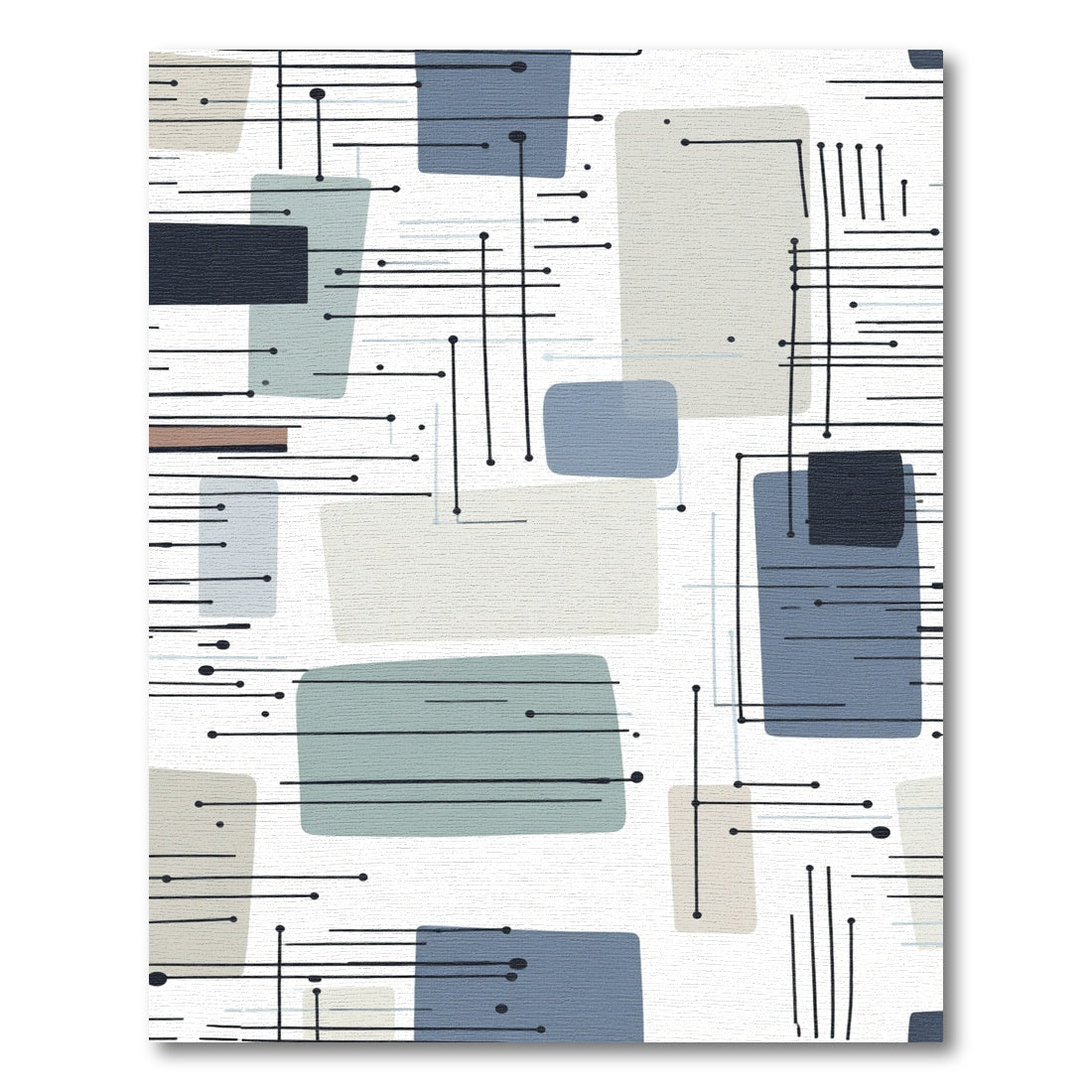 Mid Century Modern Pastel Geometric Lines Rug