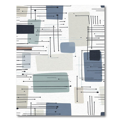 Mid Century Modern Pastel Geometric Lines Rug