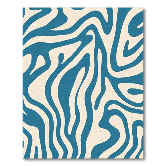 Cream Teal Abstract Swirl Rug
