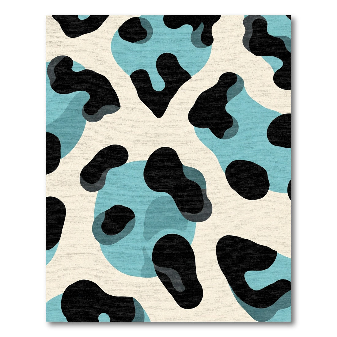 Blue and Black Abstract Amoeba Shapes Rug