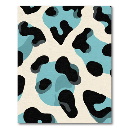 Blue and Black Abstract Amoeba Shapes Rug