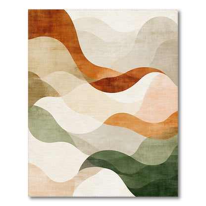 Layered Rust Sage Wave Rug