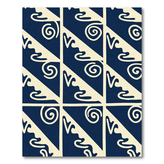 Navy Beige Jagged Organic Swirl Rug