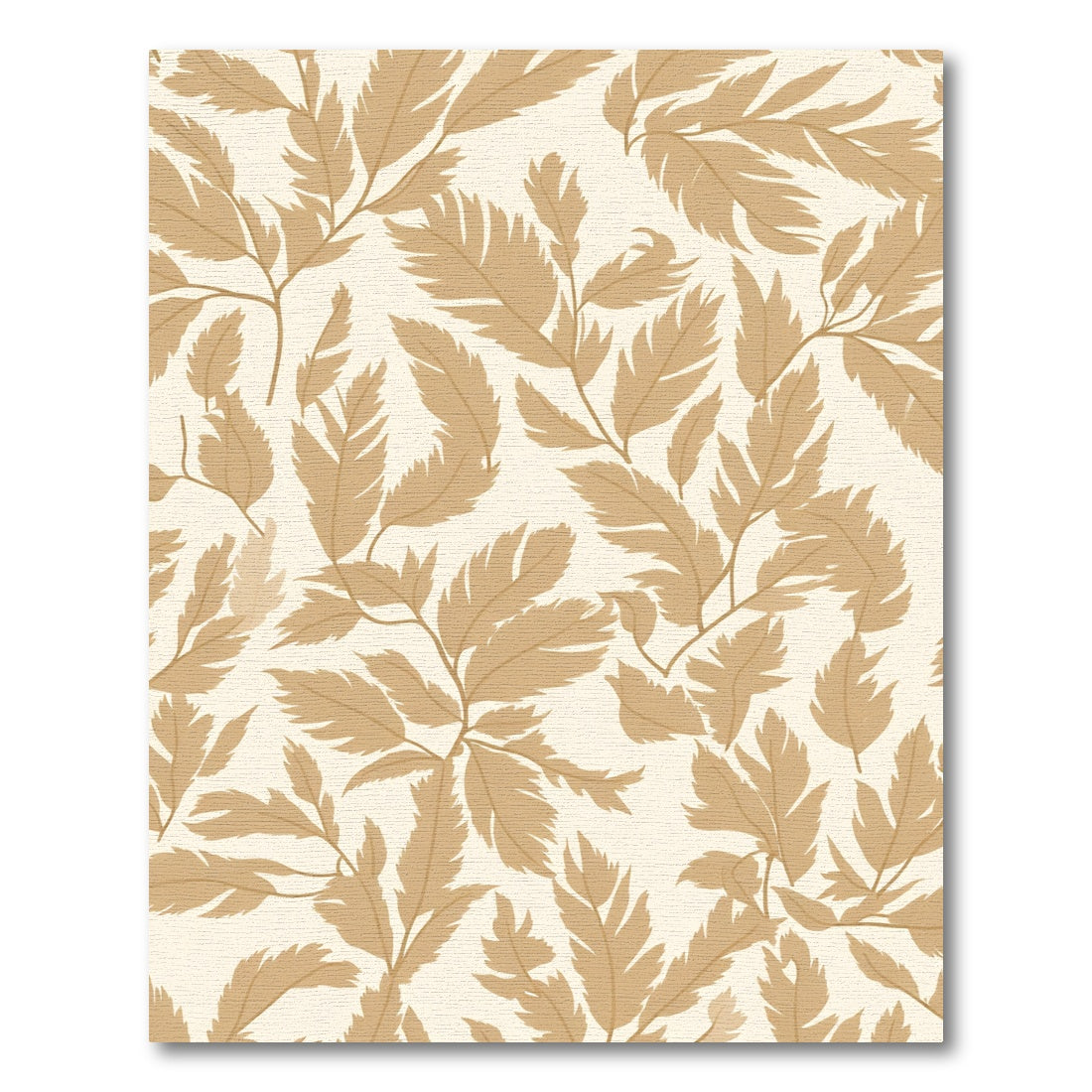 Golden Brown Leafy Branch Pattern Rug