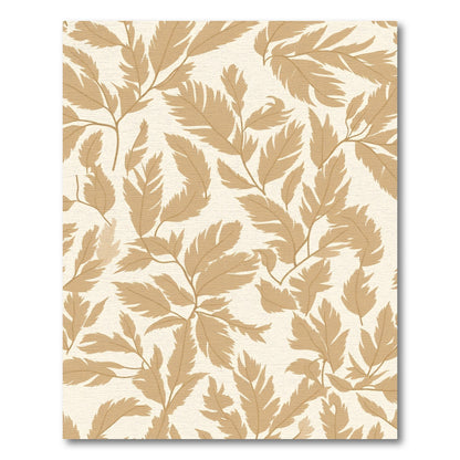 Golden Brown Leafy Branch Pattern Rug