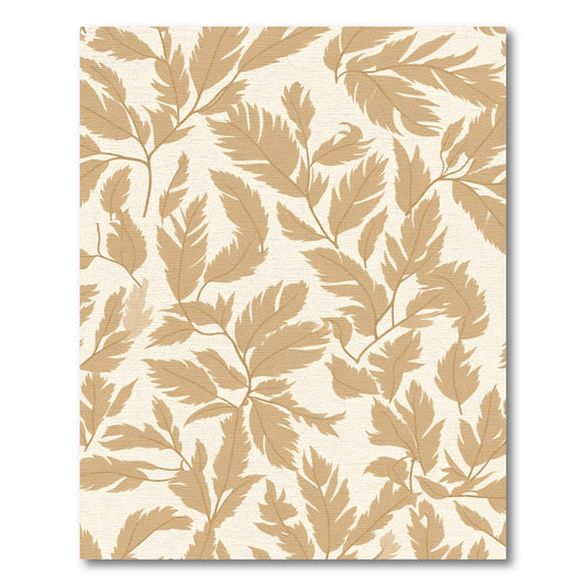 Golden Brown Leafy Branch Pattern Rug