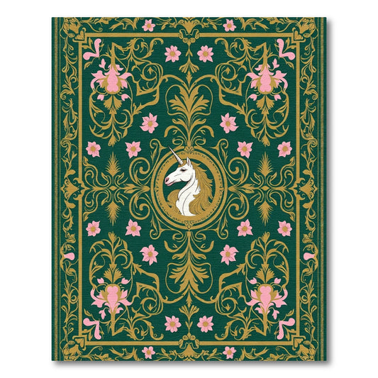 Emerald Unicorn Floral Garden Rug