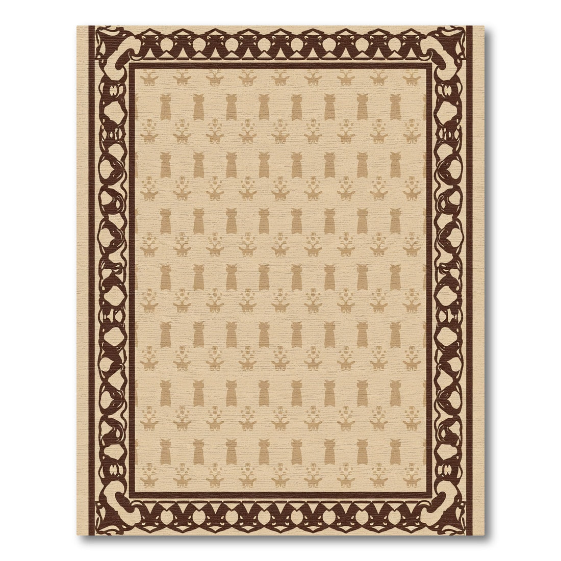 Cream Beige Ornamental Medallion Rug
