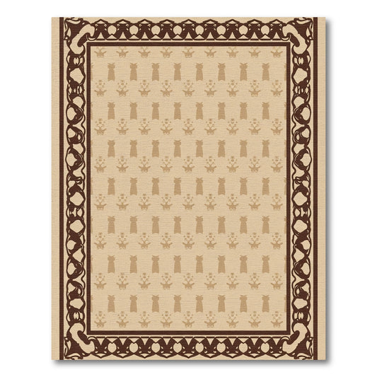 Cream Beige Ornamental Medallion Rug